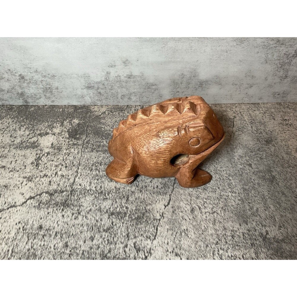 Wood Frog Guiro Rasp Percussion Instrument Tone Block Wooden Missing Stick Decor